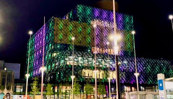 Birmingham Library lights up in green and white to mark Pakistan’s Independence Day