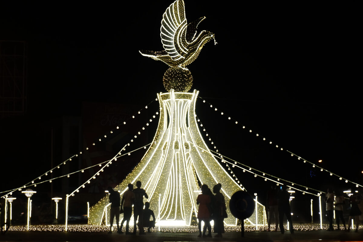 Christmas illumination on the roundabout in Lome, Togo