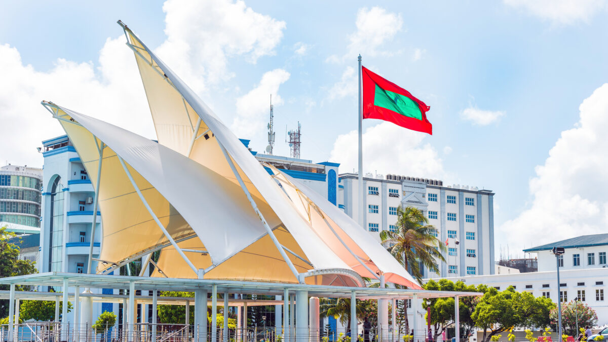 Flag of the Republic of Maldives, Male, Maldives.