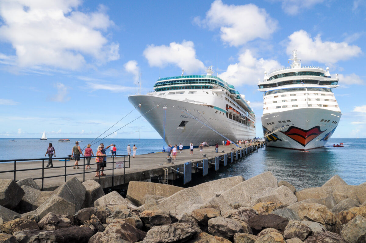 Cruise ships docked in St George s harbour Grenada 